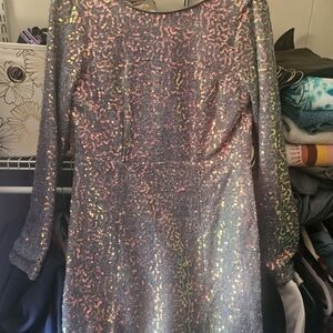 Le Lis Multicolor Sequin Long Sleeve Dress